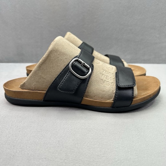 Dansko Shoes - Womens 8.5-9 / EU 39 Dansko Justine Slide Sandals Black Calf Leather Buckle